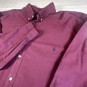 Polo Ralph Lauren Long Sleeve Oxford Button Front Shirt Men's 4XLT Burgundy